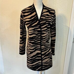 JM Collection Zebra Print Cardigan Knitwear Women’s M Boho Western​